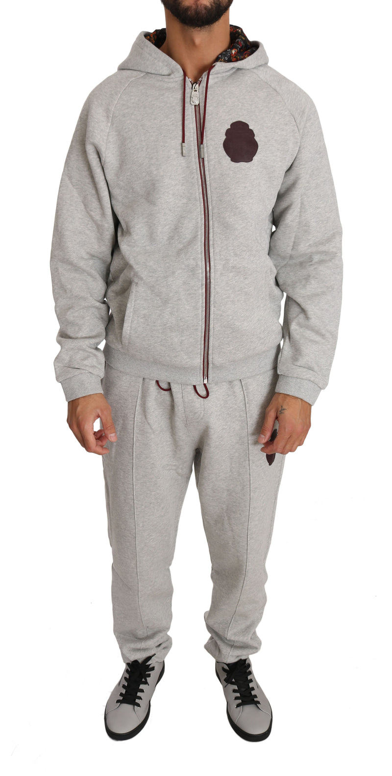 Gray Cotton Sweater Pants Tracksuit-Billionaire Italian Couture-LabelTerrace.com