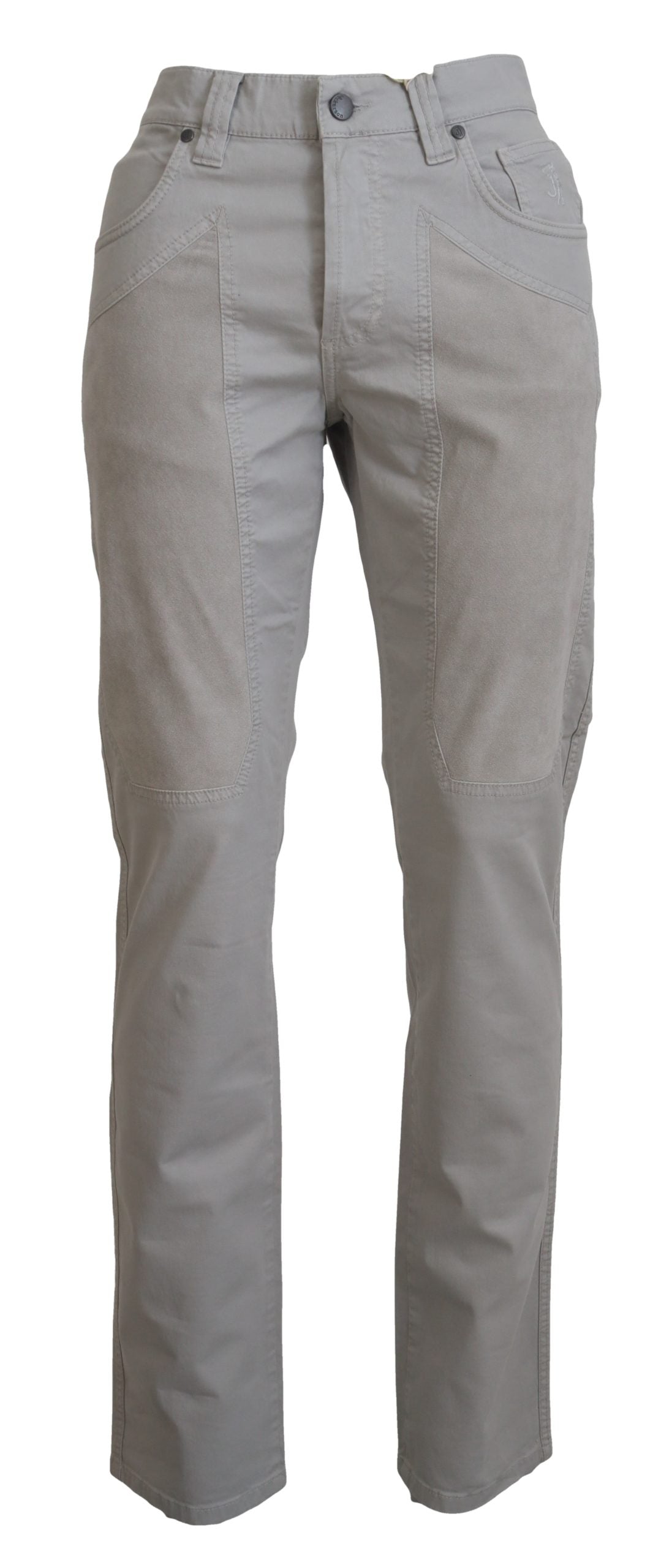 Gray Cotton Tapered Men Casual Pants-Jeckerson-LabelTerrace.com