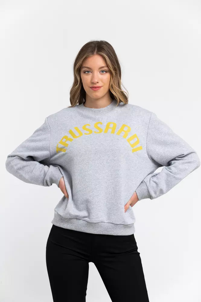 Gray Cotton Women Sweatshirt