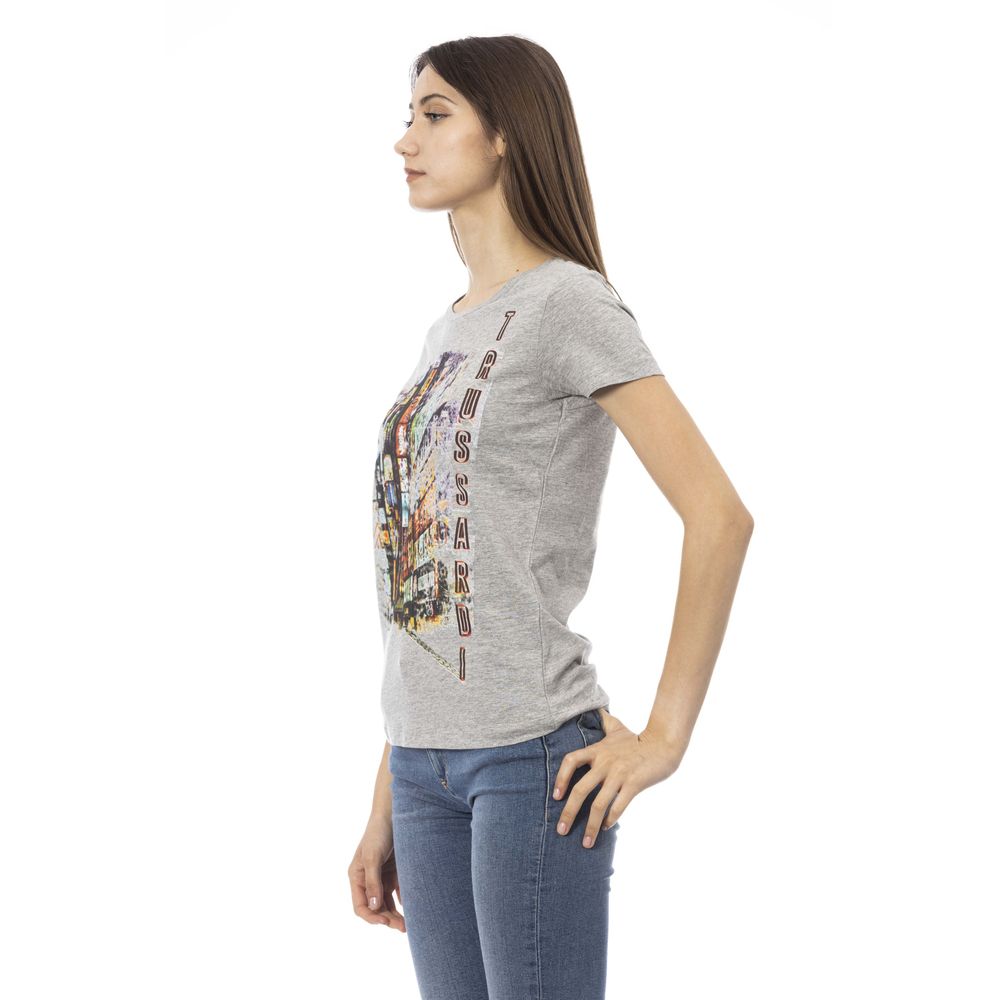 Gray Cotton Women T-Shirt-Trussardi Action-LabelTerrace.com