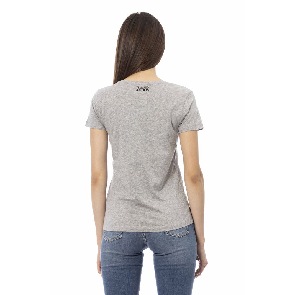 Gray Cotton Women T-Shirt-Trussardi Action-LabelTerrace.com