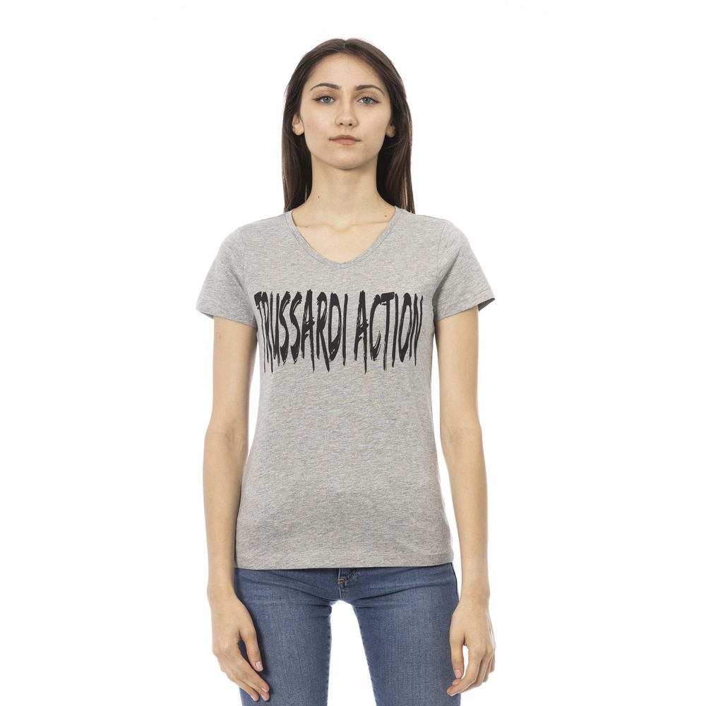 Gray Cotton Women T-Shirt-Trussardi Action-LabelTerrace.com
