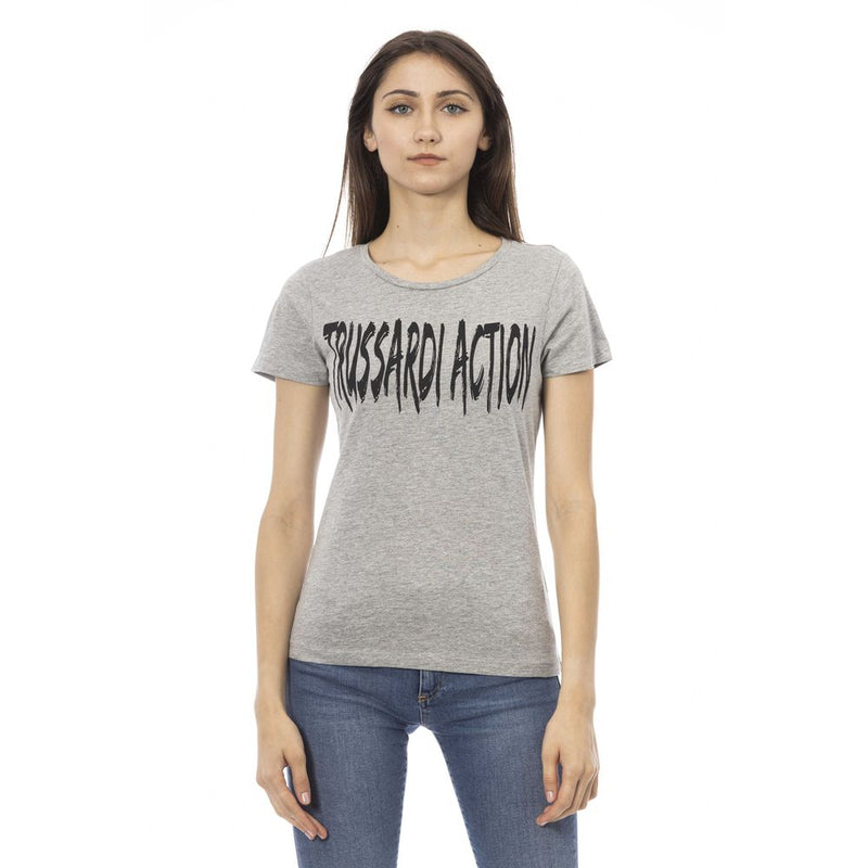 Gray Cotton Women T-Shirt-Trussardi Action-LabelTerrace.com