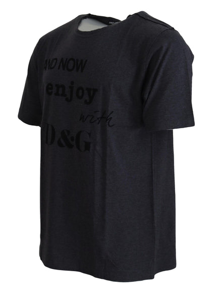 Gray Crewneck Cotton Short Sleeve T-shirt