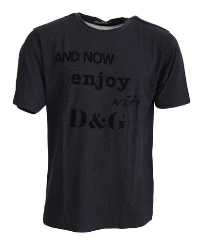 Gray Crewneck Cotton Short Sleeve T-shirt