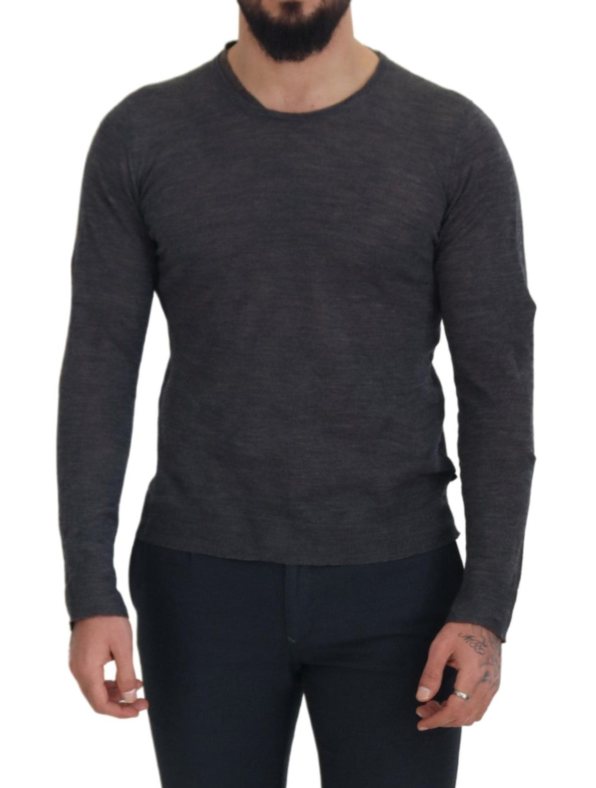 Gray Crewneck Pullover Sweater-Costume National-LabelTerrace.com