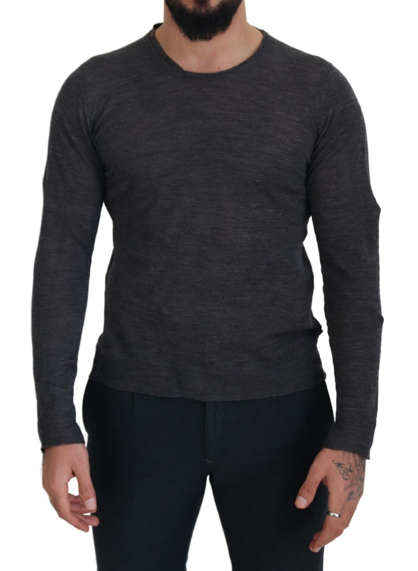 Gray Crewneck Pullover Sweater-Costume National-LabelTerrace.com