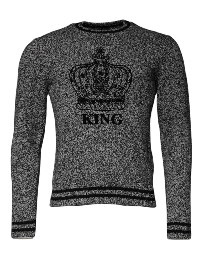 Gray Crown King Cashmere Pullover Sweater-Dolce & Gabbana-LabelTerrace.com
