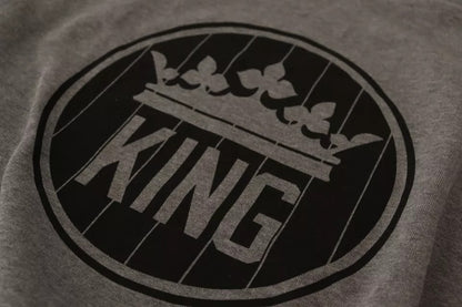 Gray Crown King Cotton Pullover Sweater-Dolce & Gabbana-LabelTerrace.com