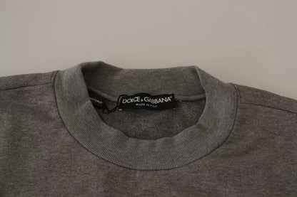 Gray Crown King Cotton Pullover Sweater-Dolce & Gabbana-LabelTerrace.com