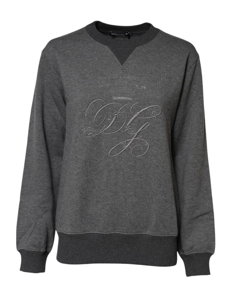 Gray DG Logo Embroidered Pullover Sweater-Dolce & Gabbana-LabelTerrace.com