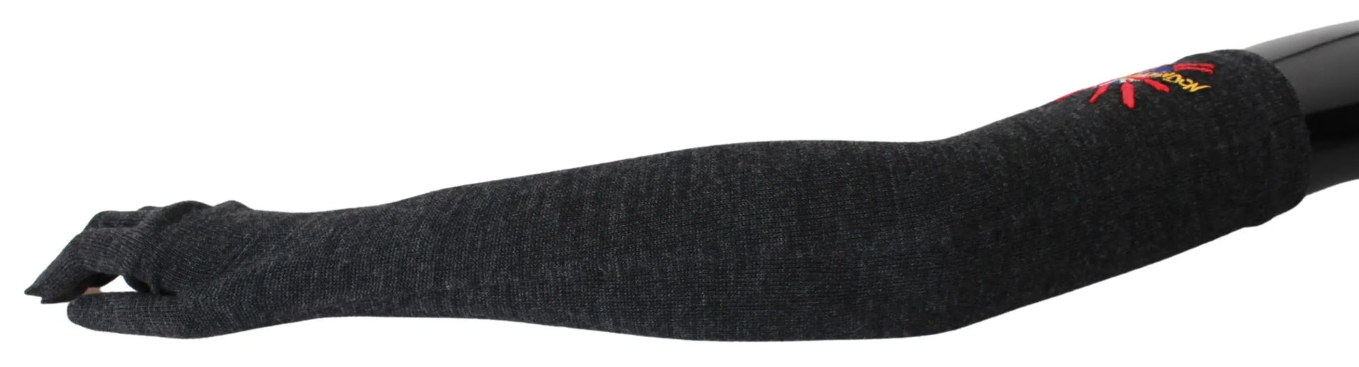 Gray #DGLovesLondon Embroidered Virgin Wool Gloves-Dolce & Gabbana-LabelTerrace.com