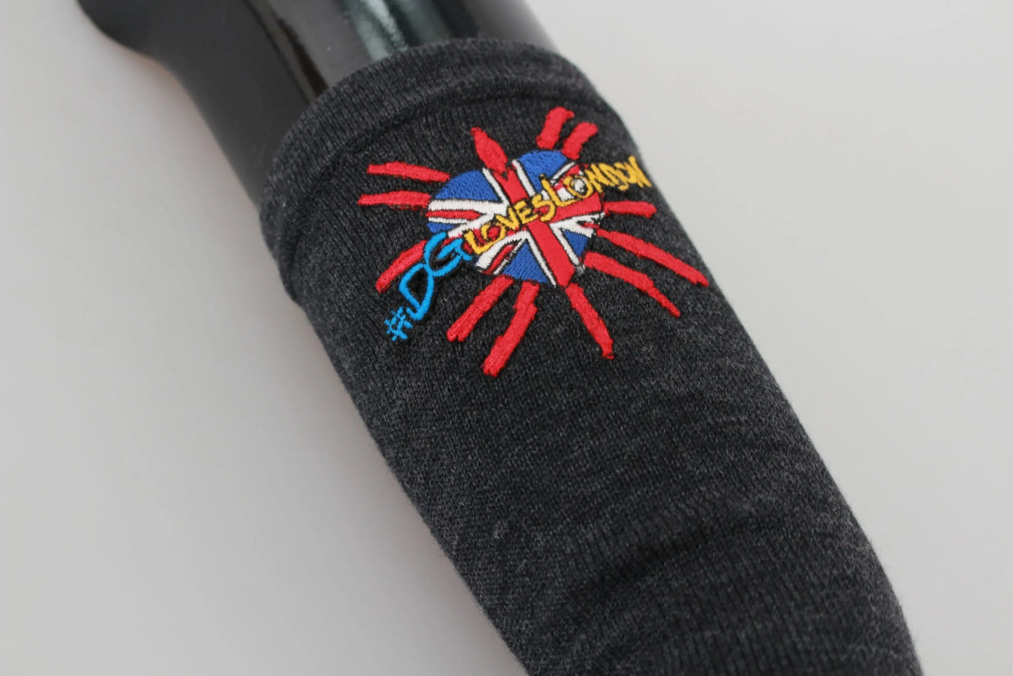 Gray #DGLovesLondon Embroidered Virgin Wool Gloves-Dolce & Gabbana-LabelTerrace.com