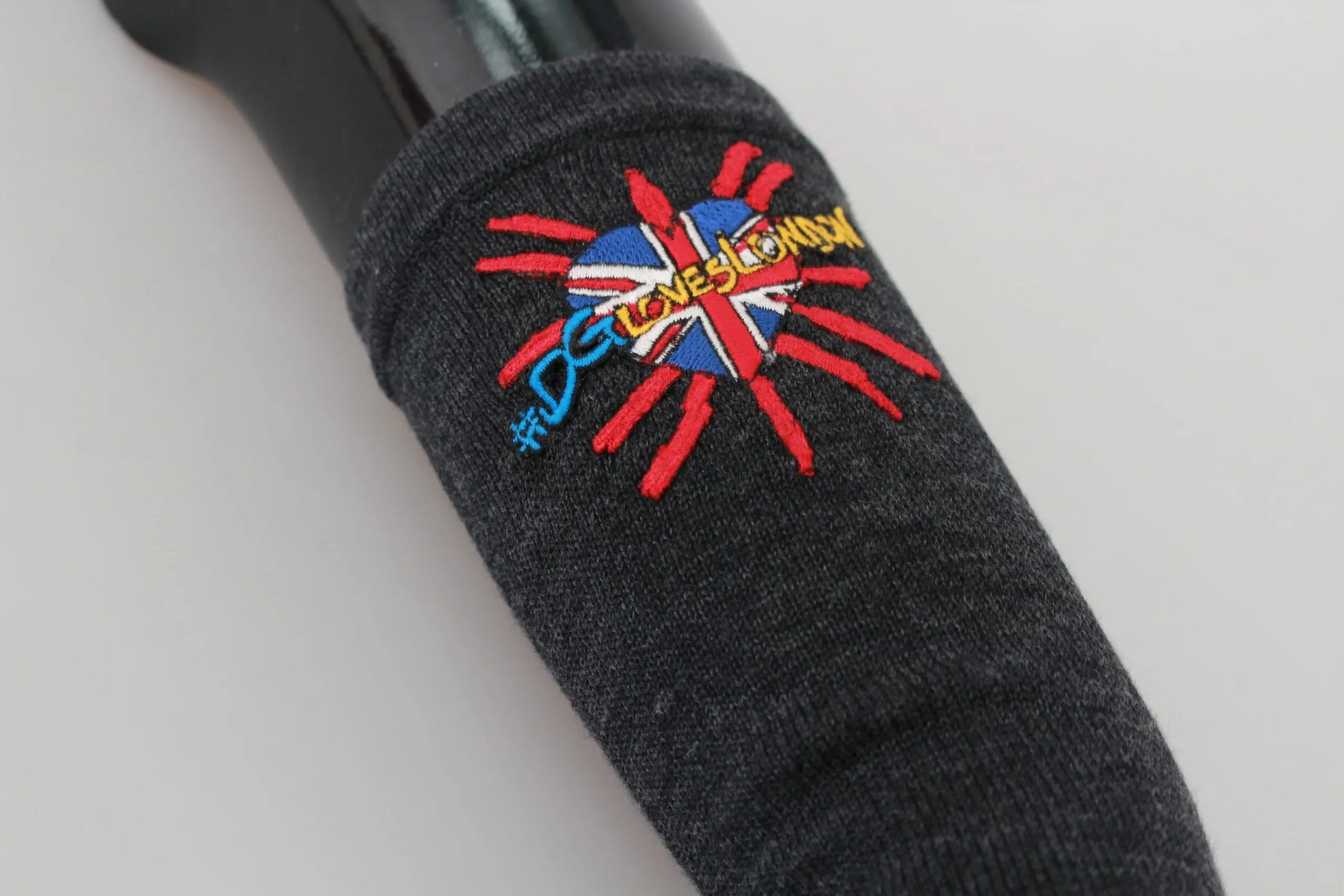 Gray #DGLovesLondon Embroidered Virgin Wool Gloves-Dolce & Gabbana-LabelTerrace.com