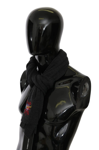 Gray #DGLovesLondon Wool Wrap Wool Scarf-Dolce & Gabbana-LabelTerrace.com