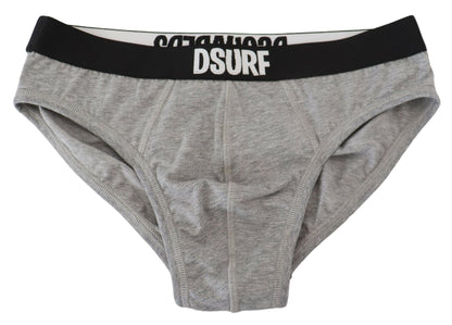 Gray DSURF Logo Cotton Stretch Men Brief Underwear-Dsquared²-LabelTerrace.com