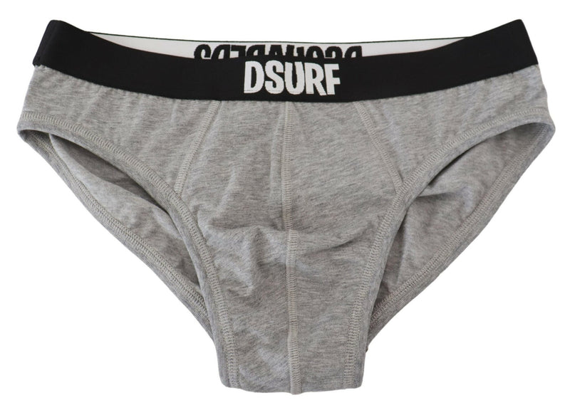Gray DSURF Logo Cotton Stretch Men Brief Underwear-Dsquared²-LabelTerrace.com