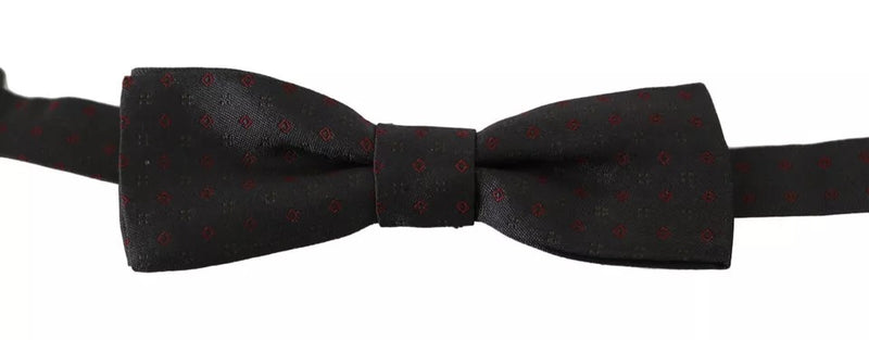 Gray Dotted Silk Adjustable Neck Bow Tie-Dolce & Gabbana-LabelTerrace.com