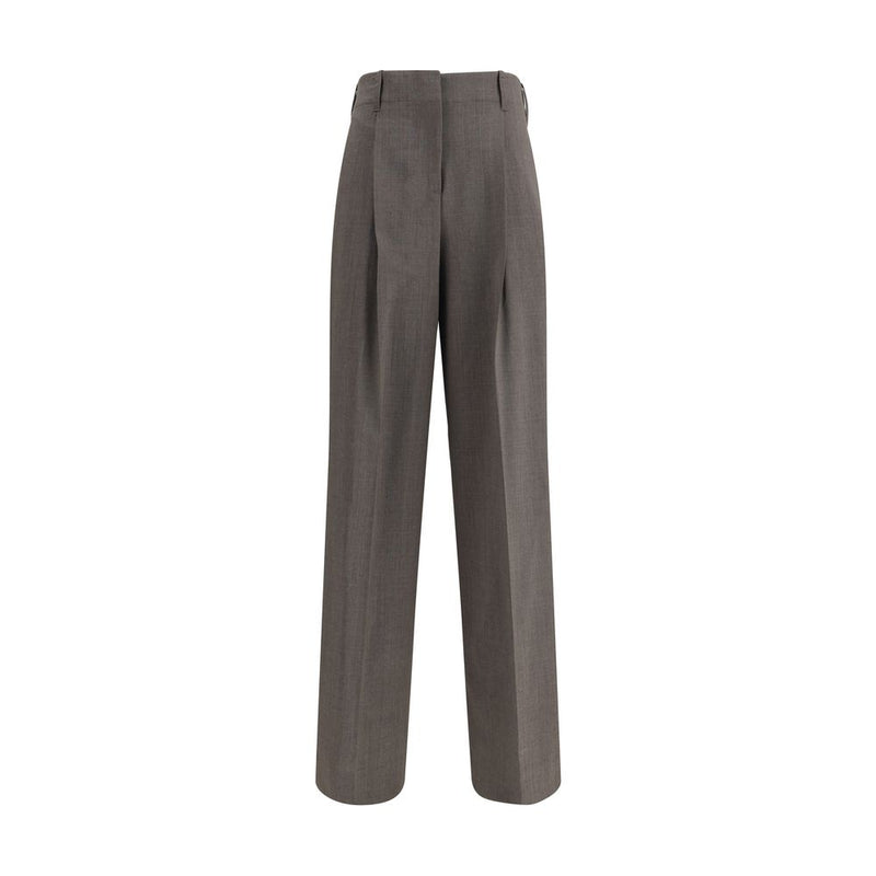 Gray Elastane Dress Pants