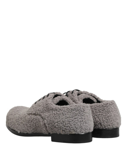 Gray Fleece Lace Up Men Derby Dress Shoes