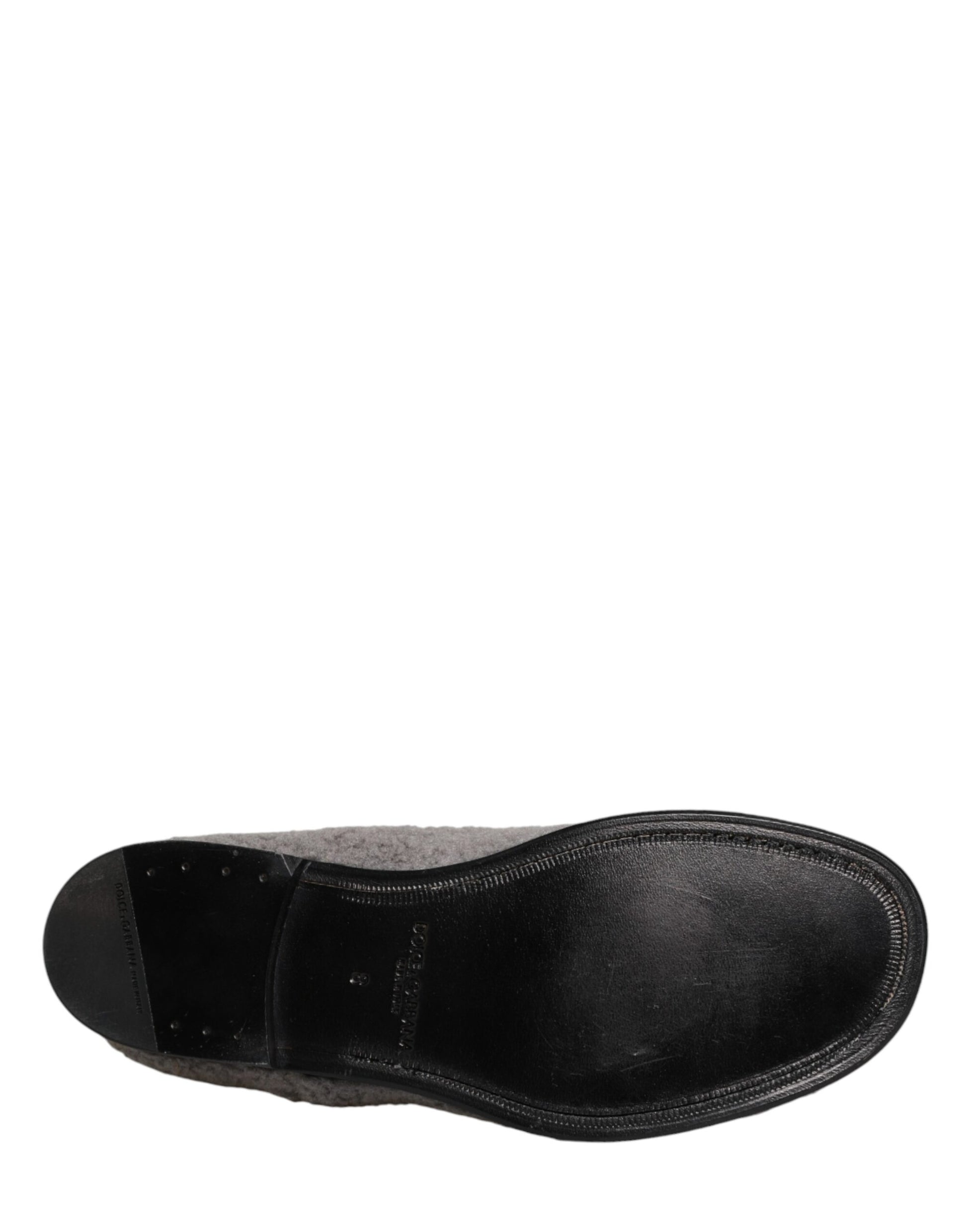 Gray Fleece Lace Up Men Derby Dress Shoes