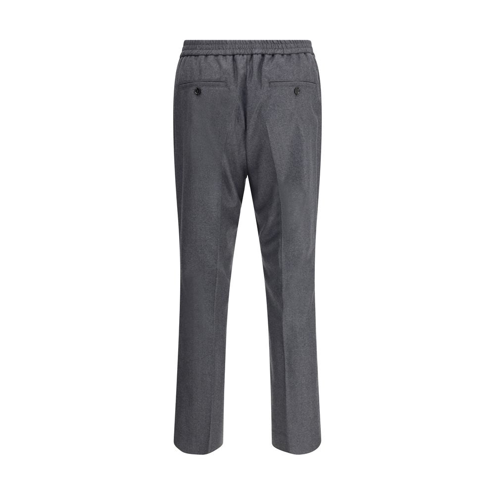 Gray Fleece Wool Casual Pants