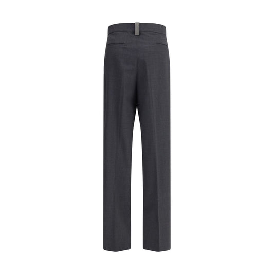 Gray Fleece Wool Casual Pants