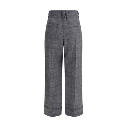 Gray Fleece Wool Casual Pants