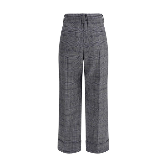 Gray Fleece Wool Casual Pants