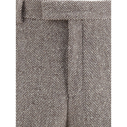 Gray Fleece Wool Casual Pants
