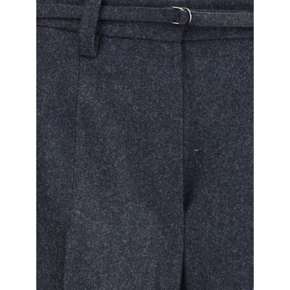 Gray Fleece Wool Casual Pants