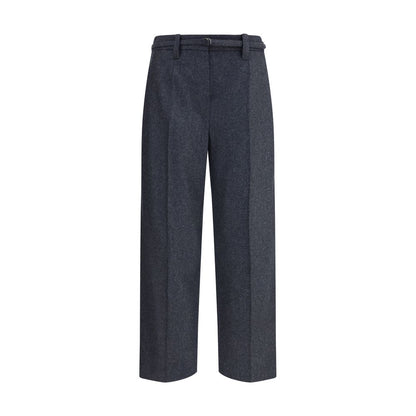Gray Fleece Wool Casual Pants