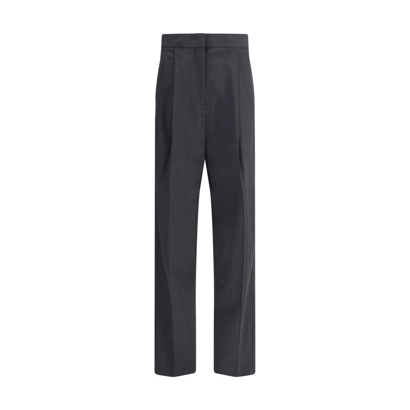 Gray Fleece Wool Casual Pants