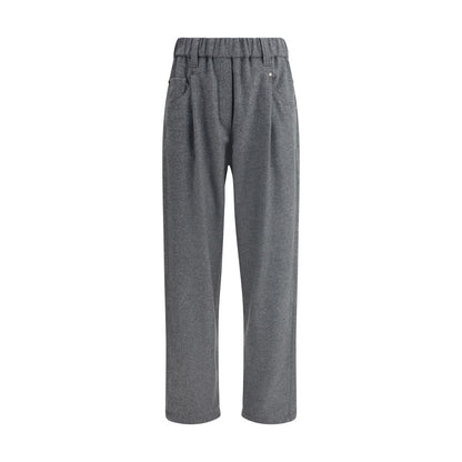 Gray Fleece Wool Casual Pants