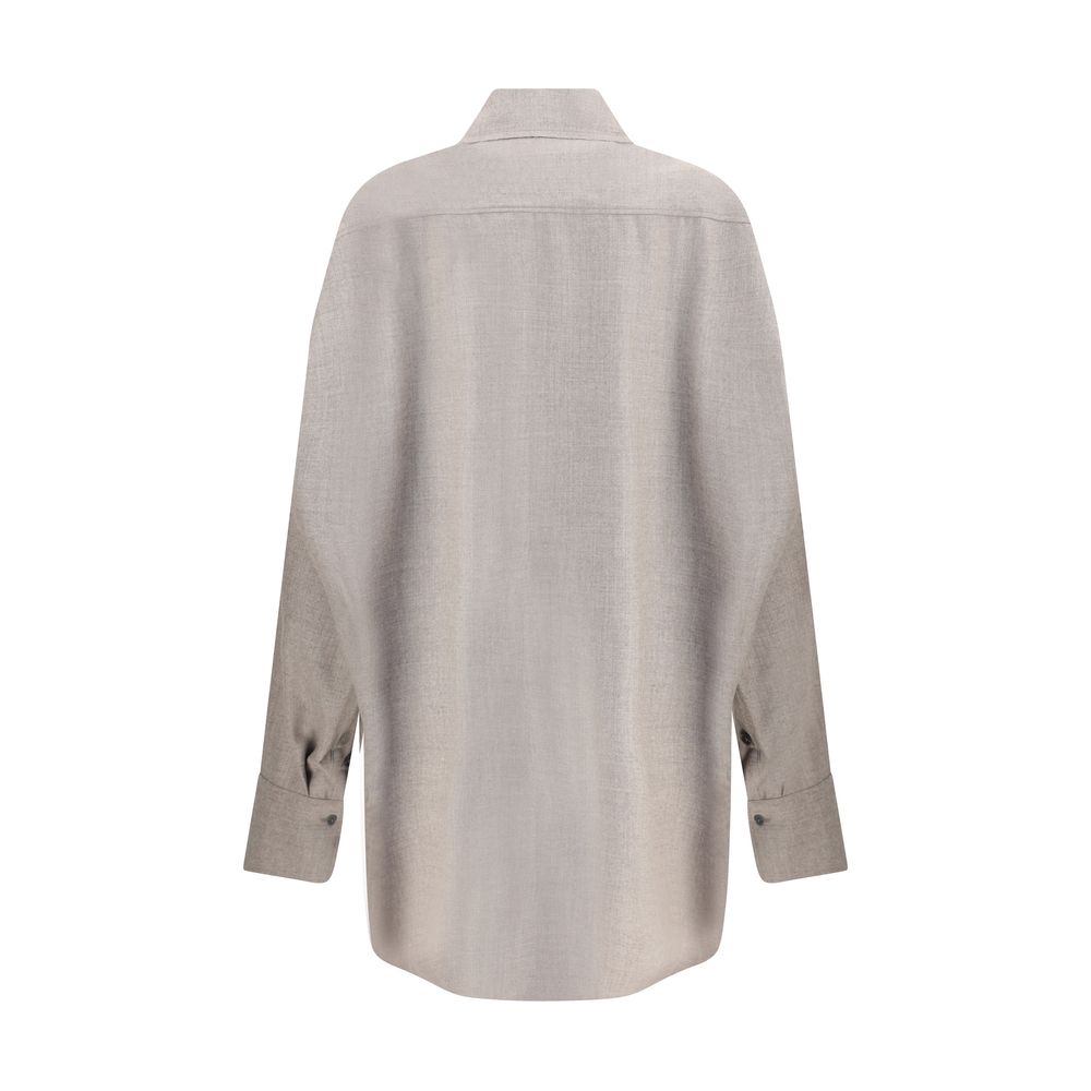 Gray Fleece Wool Dress Shirt