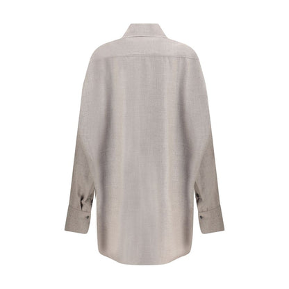 Gray Fleece Wool Dress Shirt