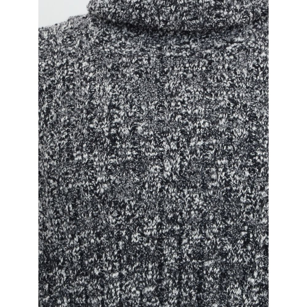 Gray Fleece Wool Turtleneck