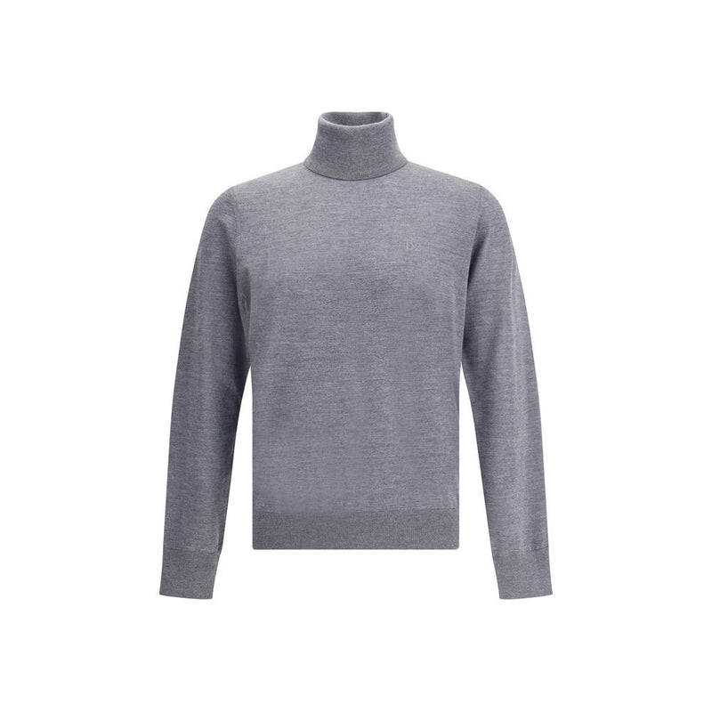 Gray Fleece Wool Turtleneck