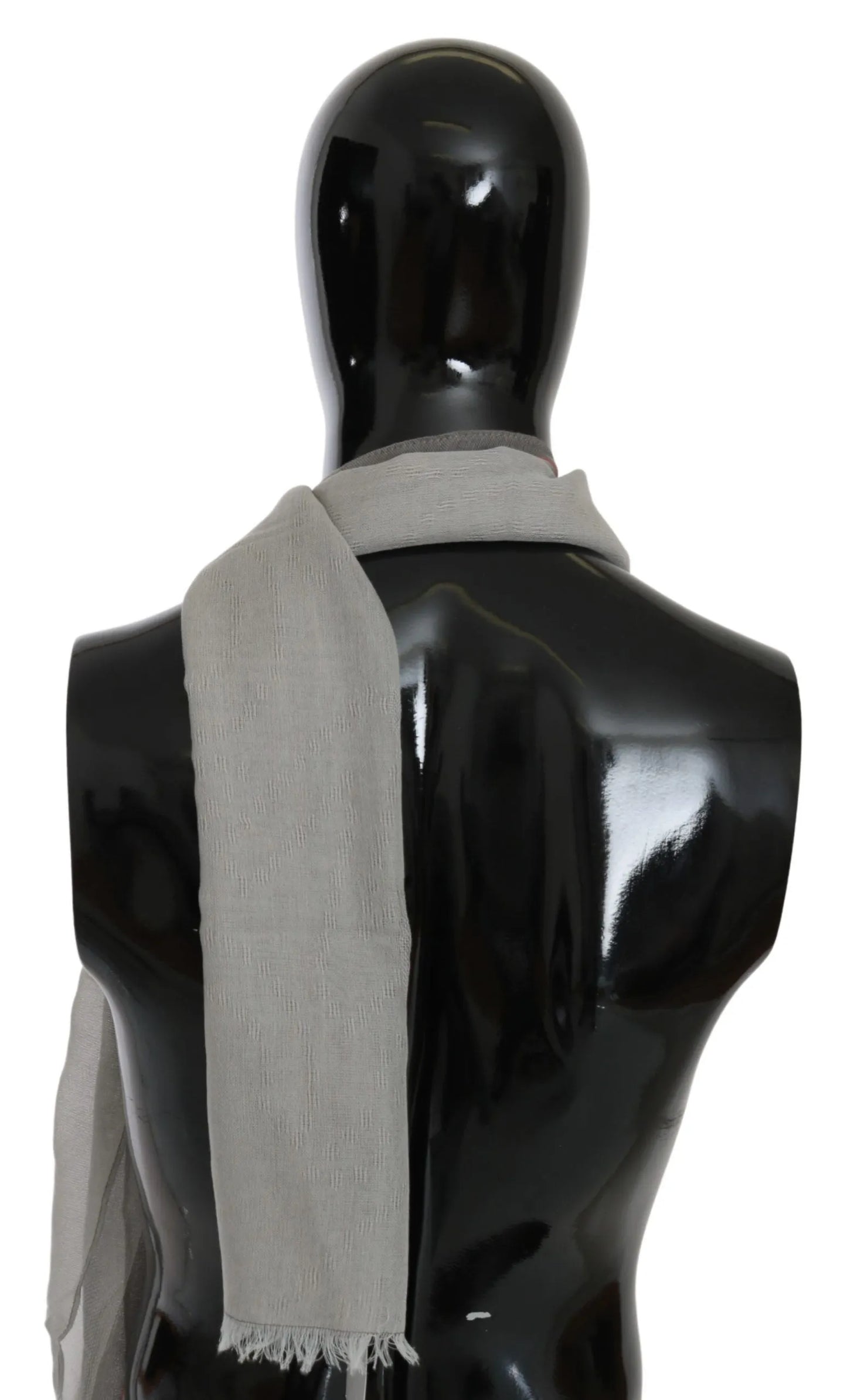 Gray Fringe Neck Wrap Cotton Scarf-Costume National-LabelTerrace.com