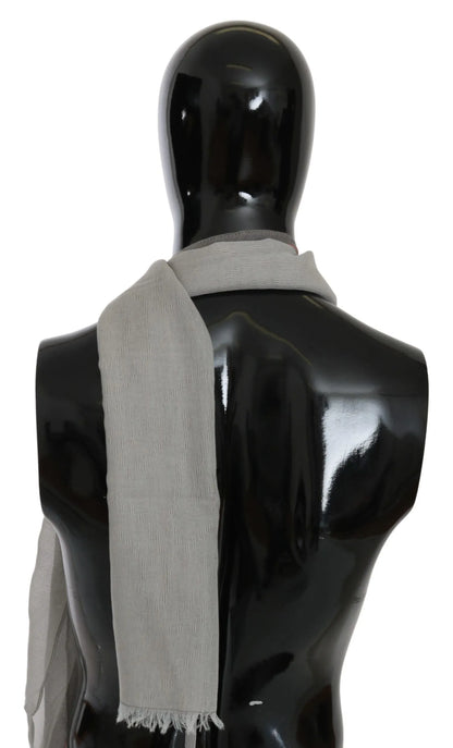 Gray Fringe Neck Wrap Cotton Scarf-Costume National-LabelTerrace.com