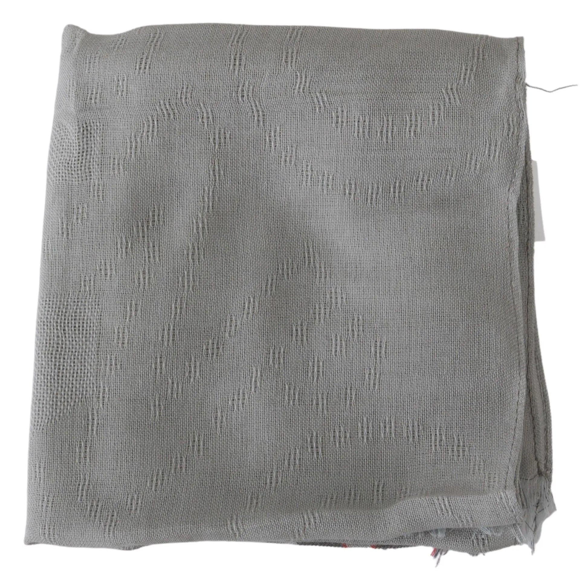 Gray Fringe Neck Wrap Cotton Scarf-Costume National-LabelTerrace.com