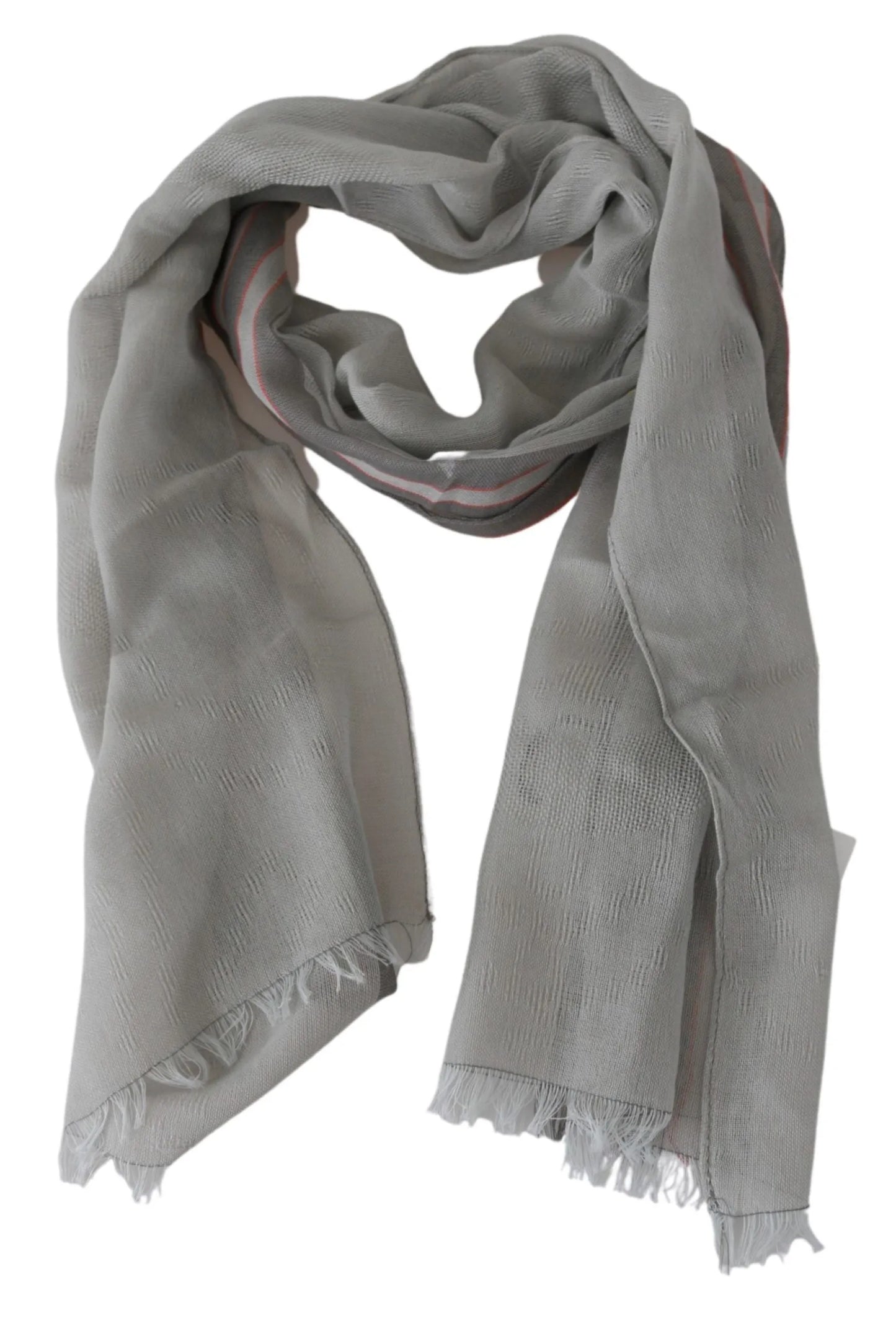 Gray Fringe Neck Wrap Cotton Scarf-Costume National-LabelTerrace.com