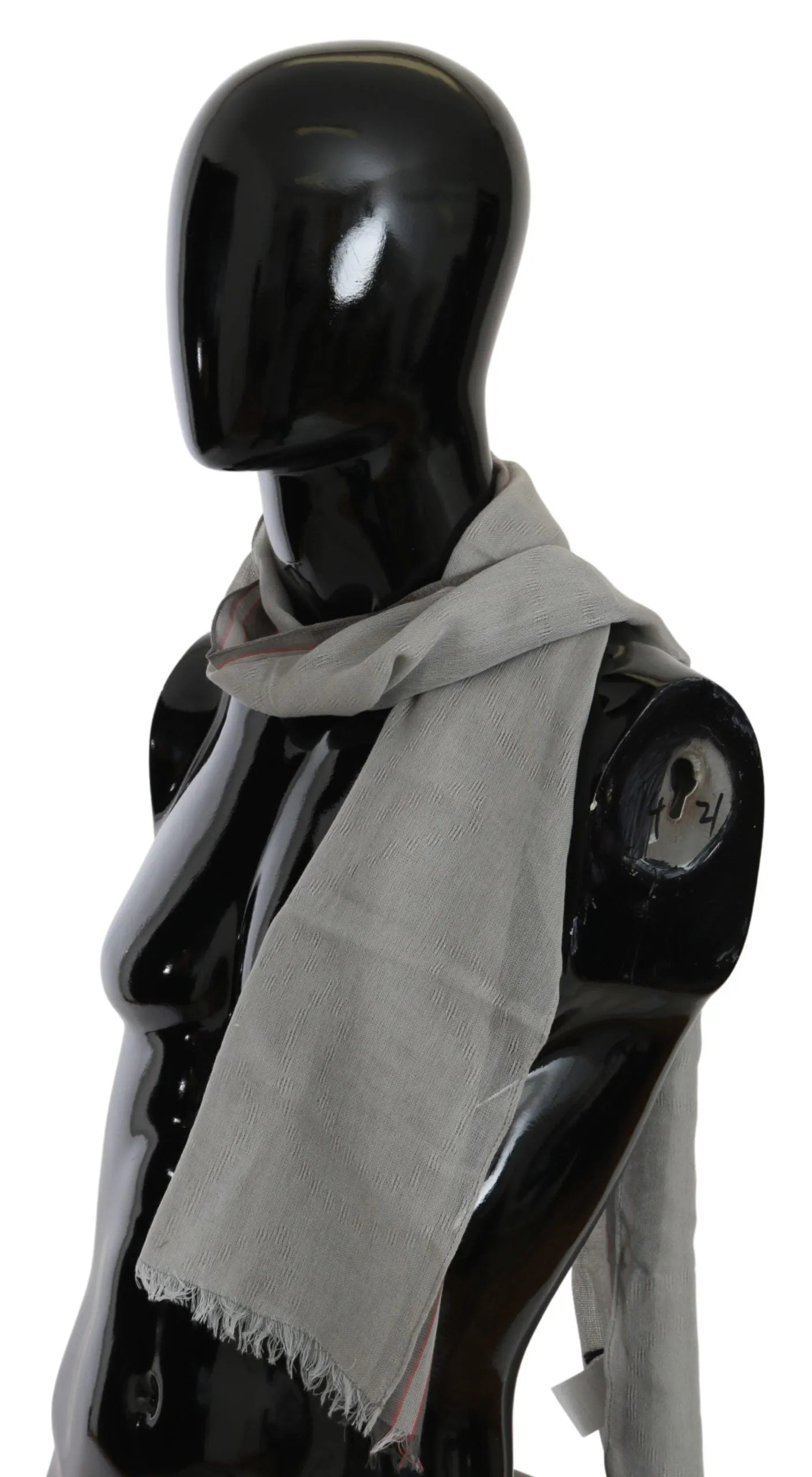Gray Fringe Neck Wrap Cotton Scarf-Costume National-LabelTerrace.com