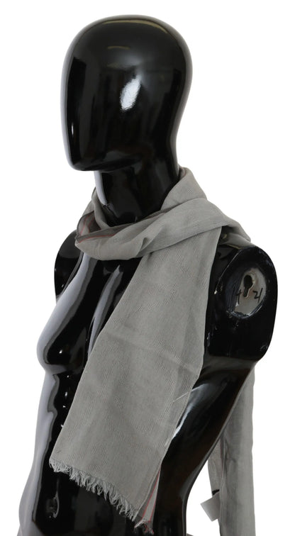 Gray Fringe Neck Wrap Cotton Scarf-Costume National-LabelTerrace.com