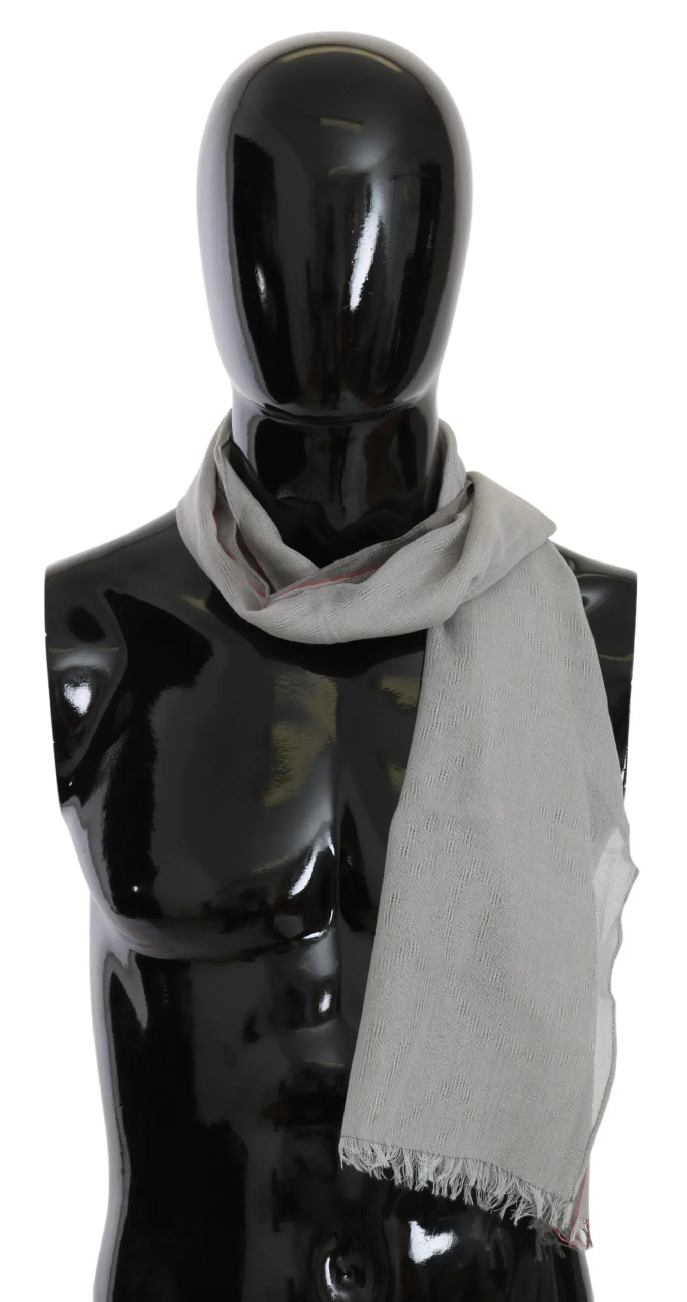 Gray Fringe Neck Wrap Cotton Scarf-Costume National-LabelTerrace.com