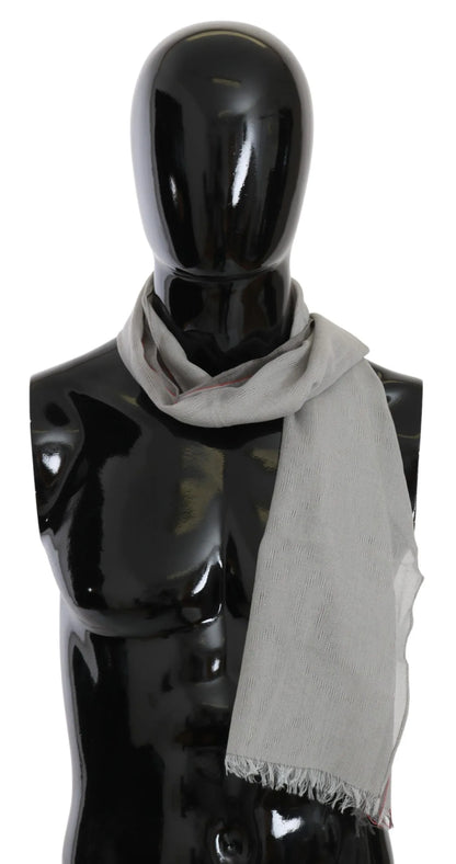 Gray Fringe Neck Wrap Cotton Scarf-Costume National-LabelTerrace.com