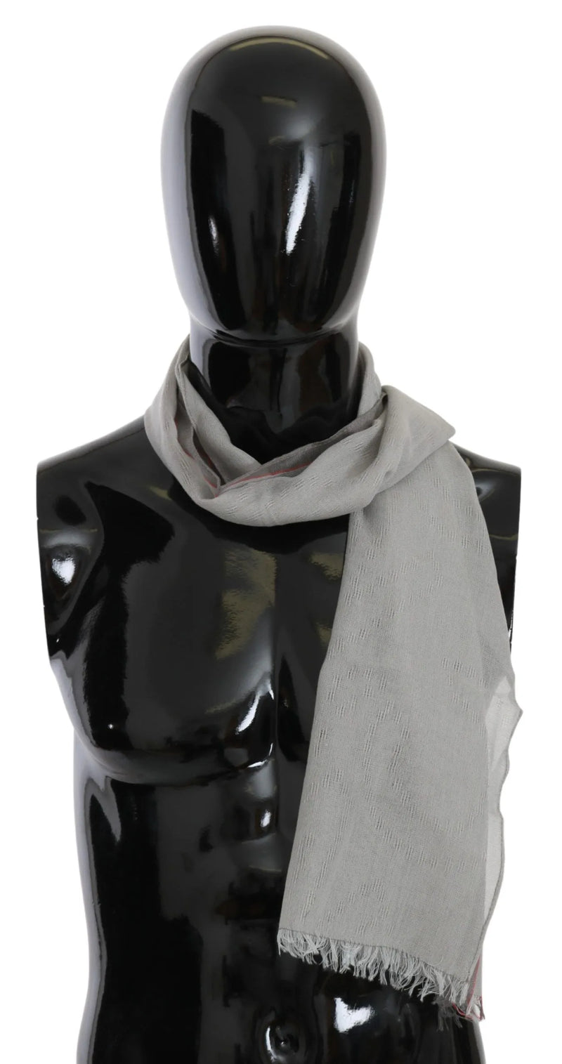 Gray Fringe Neck Wrap Cotton Scarf-Costume National-LabelTerrace.com