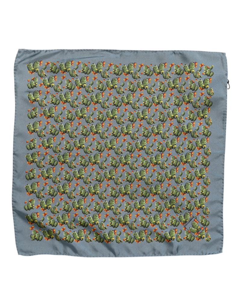 Gray Green Cactus Print Square Foulard Scarf-Dolce & Gabbana-LabelTerrace.com