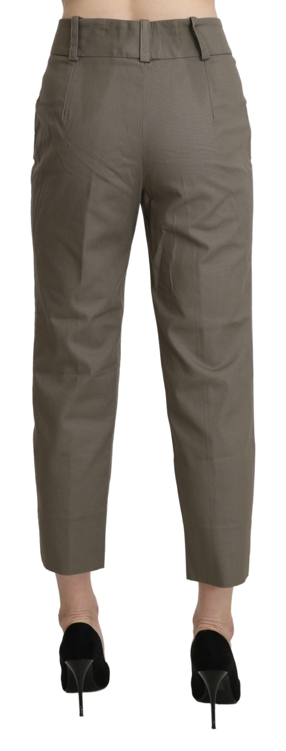 Gray High Waist Cropped Dress Trouser Pants-BENCIVENGA-LabelTerrace.com