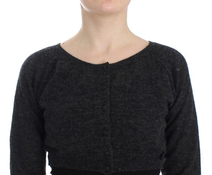 Gray Knit Wool Cardigan Sweater